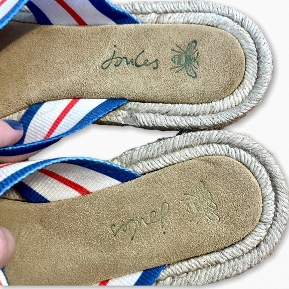 Joules Keighley Blue Stripe Cross Strap Espadrille Sandals US Size 7 - Picture 4 of 6